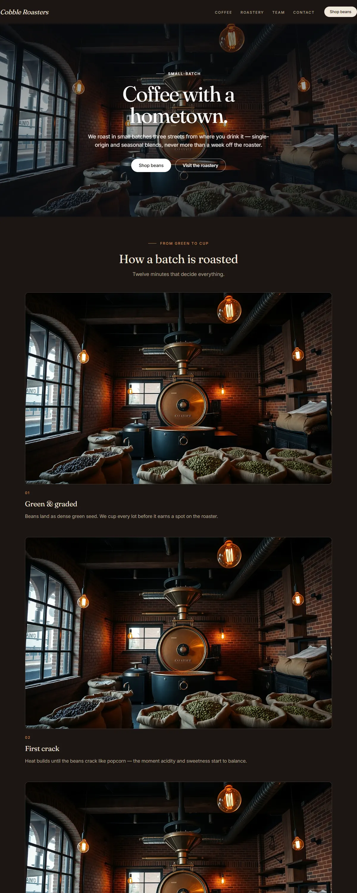 Cobble Roasters — a finished café site