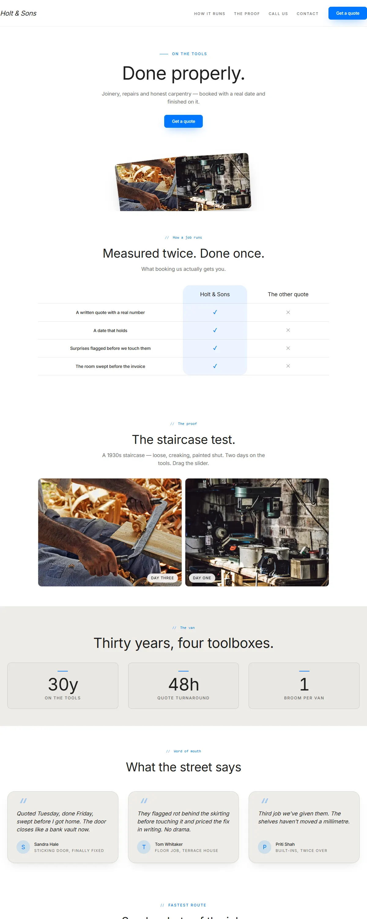 Holt & Sons — a finished trades site