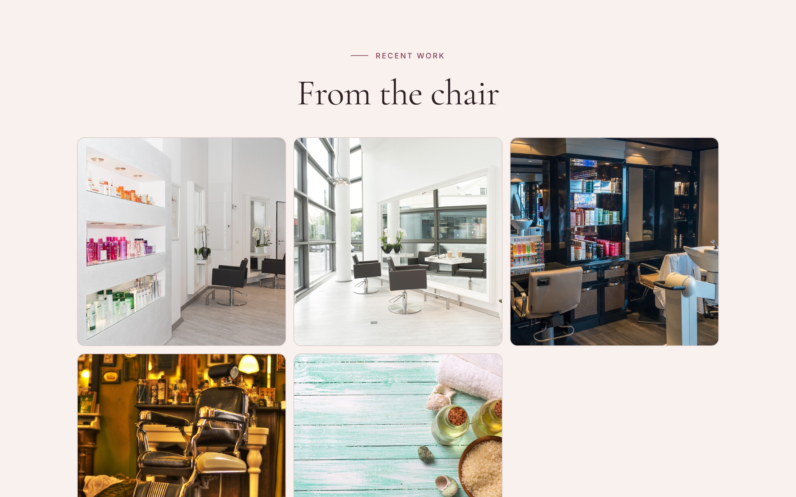 Real photo gallery section from the Lumen Studio demo salon site